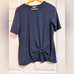 Chico's Dark Blue Knot-Front Tee
